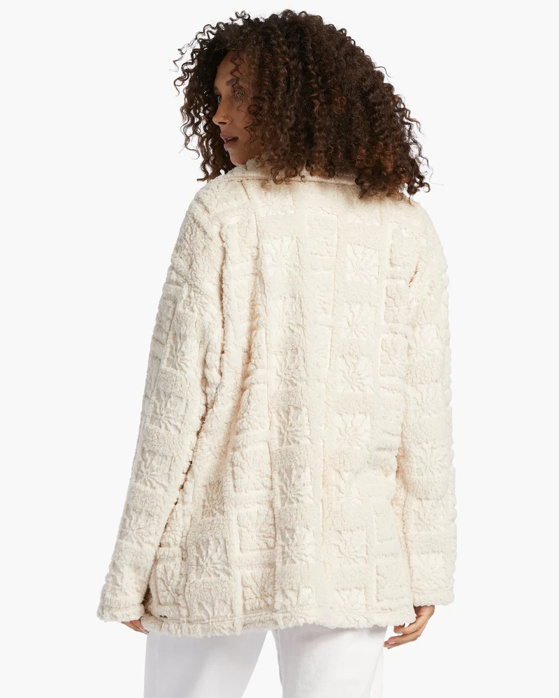 Billabong Fairbanks Button-Up Teddy Bear Jacket - White Cap