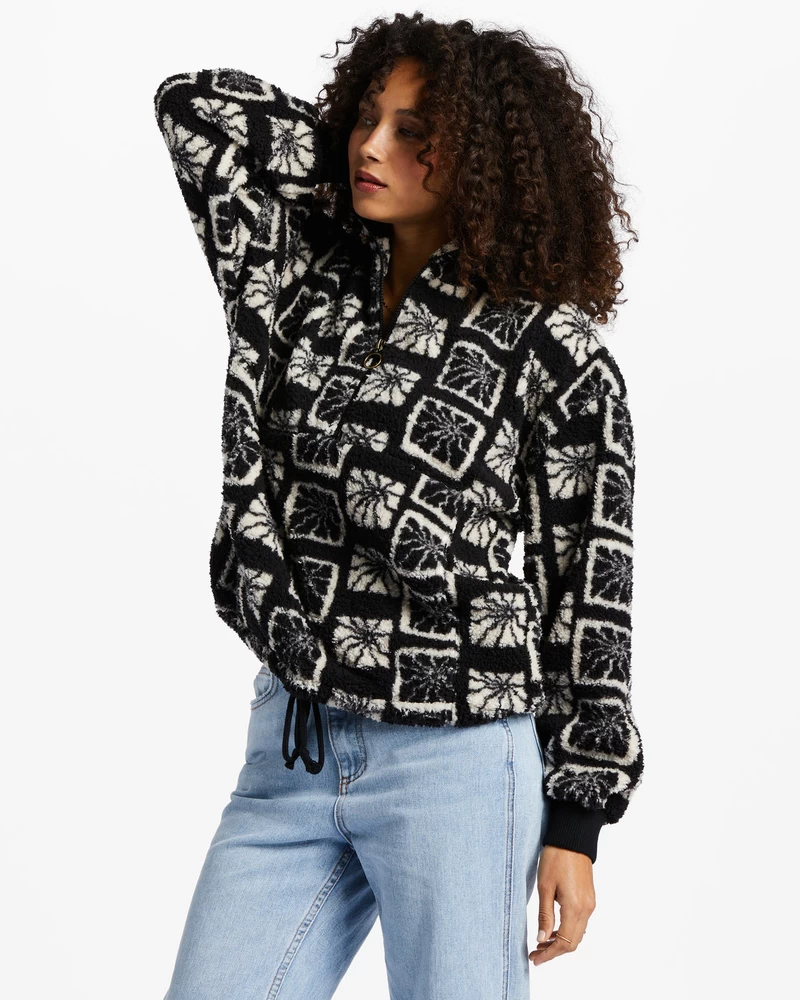 Billabong Time Off Half-Zip Fleece Pullover - Black Pebble