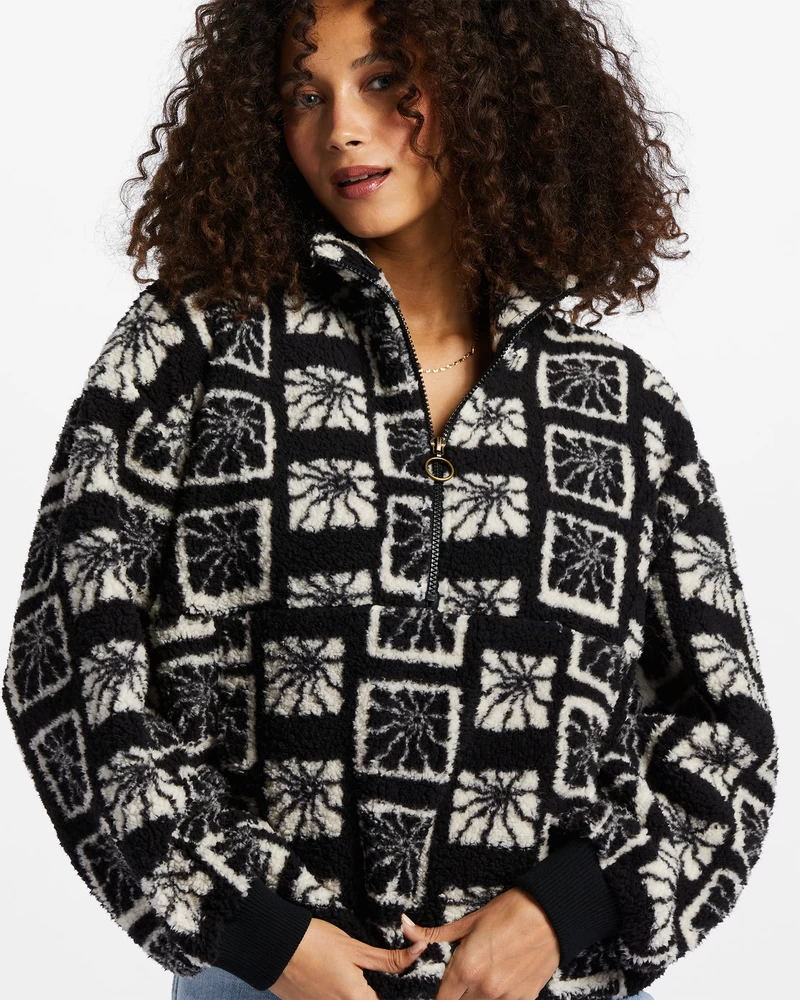 Billabong Time Off Half-Zip Fleece Pullover - Black Pebble