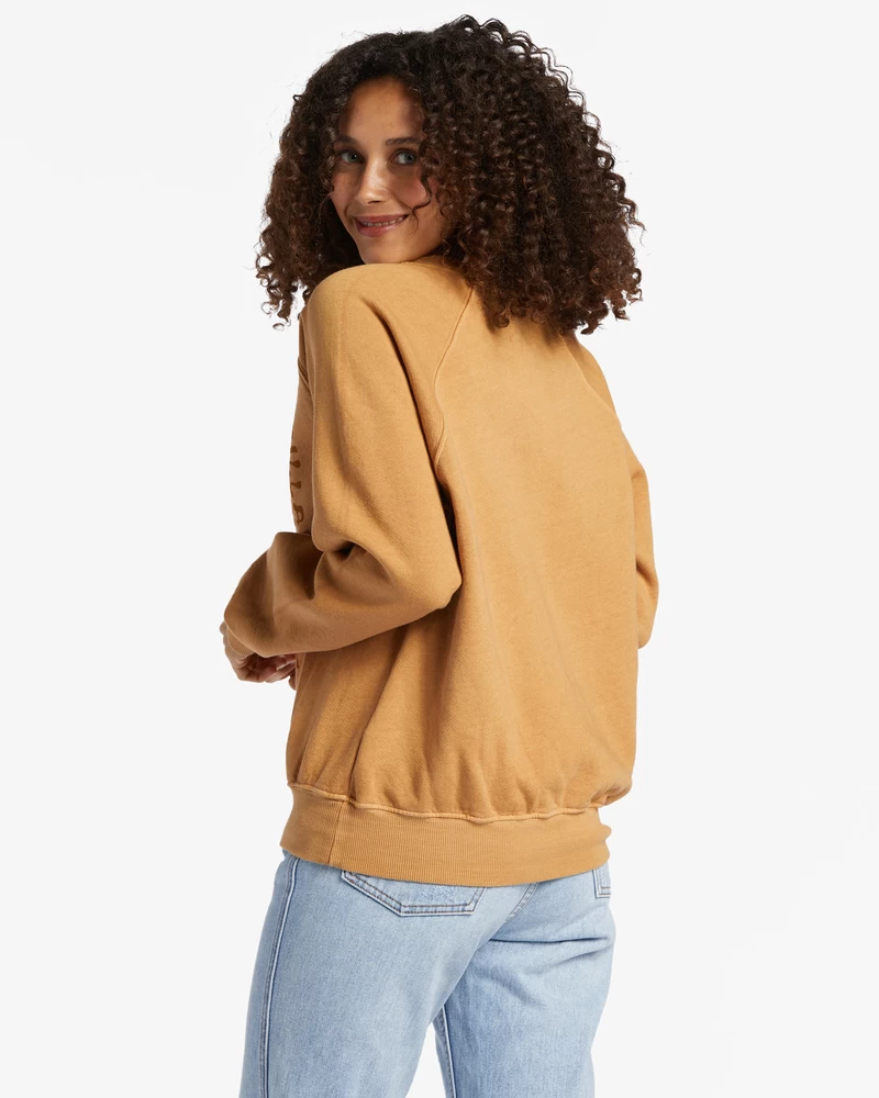 Billabong Here We Go Graphic Crewneck Sweatshirt - Cosmic Khaki