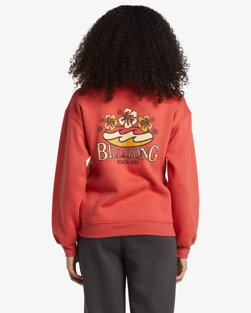Billabong üç Renkli Hibiscus Sweatshirt - Kırmızı Kaya