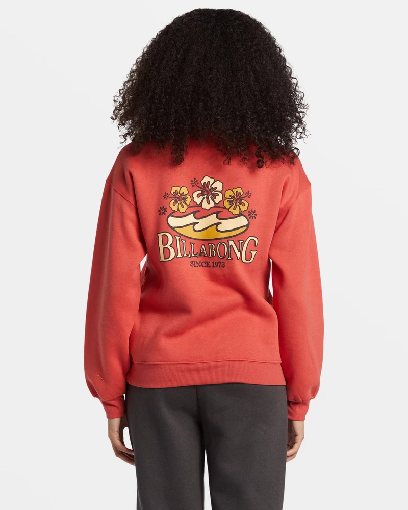 Billabong üç Renkli Hibiscus Sweatshirt - Kırmızı Kaya