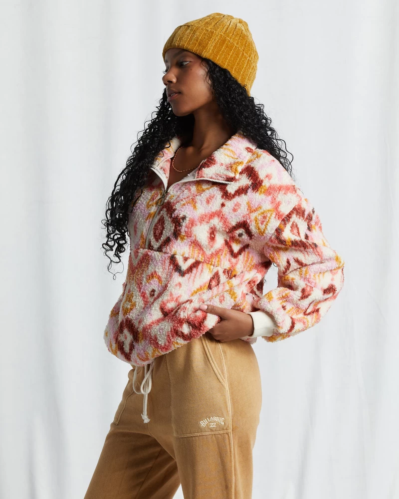 Billabong Time Off Half-Zip Fleece Pullover - Lavender Kiss