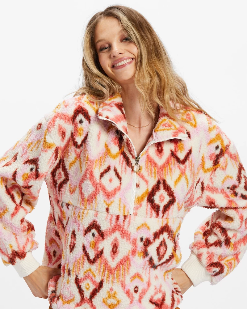 Billabong Time Off Half-Zip Fleece Pullover - Lavender Kiss