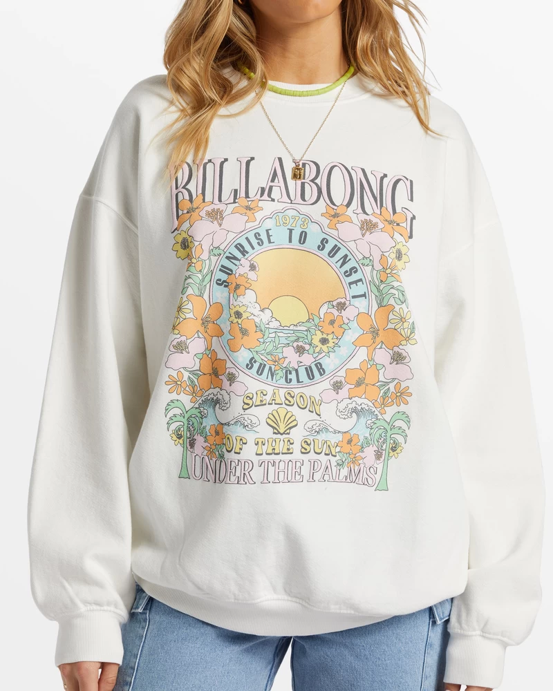 Büyük Boy Sıfır Yaka Sweatshirt Ile Billabong Ride - Beyaz