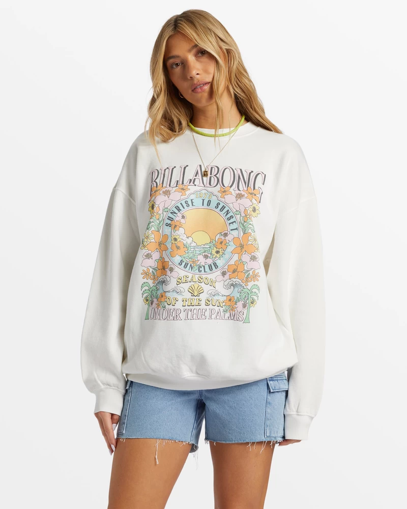 Billabong Ride I Oversize Sweatshirt Med Rund Hals - Hvid