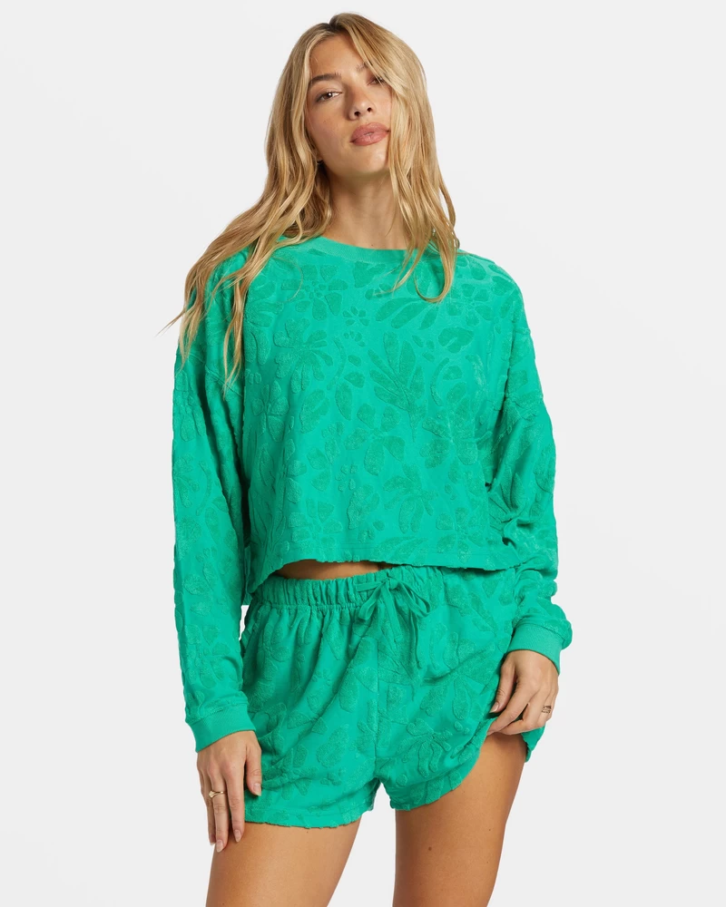 Billabong Sweat-shirt Ample à Col Rond - Vert Tropical