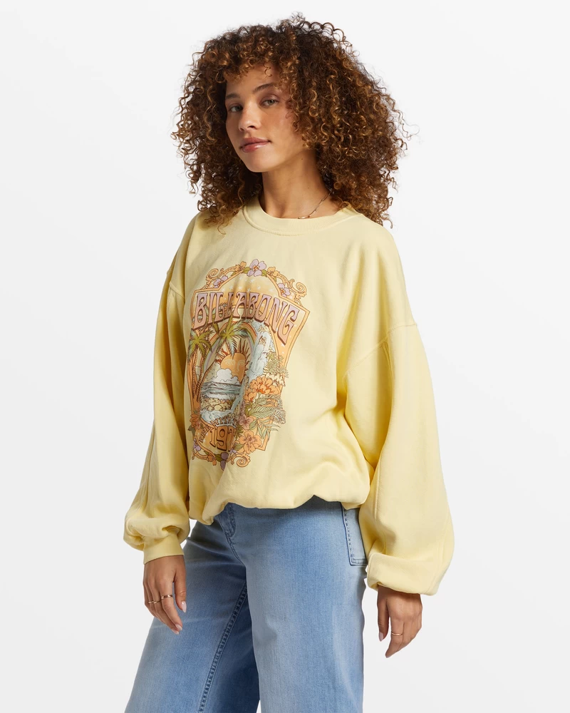 Billabong Aloha Kendal Crew Neck Sweatshirt - Mellow Yellow