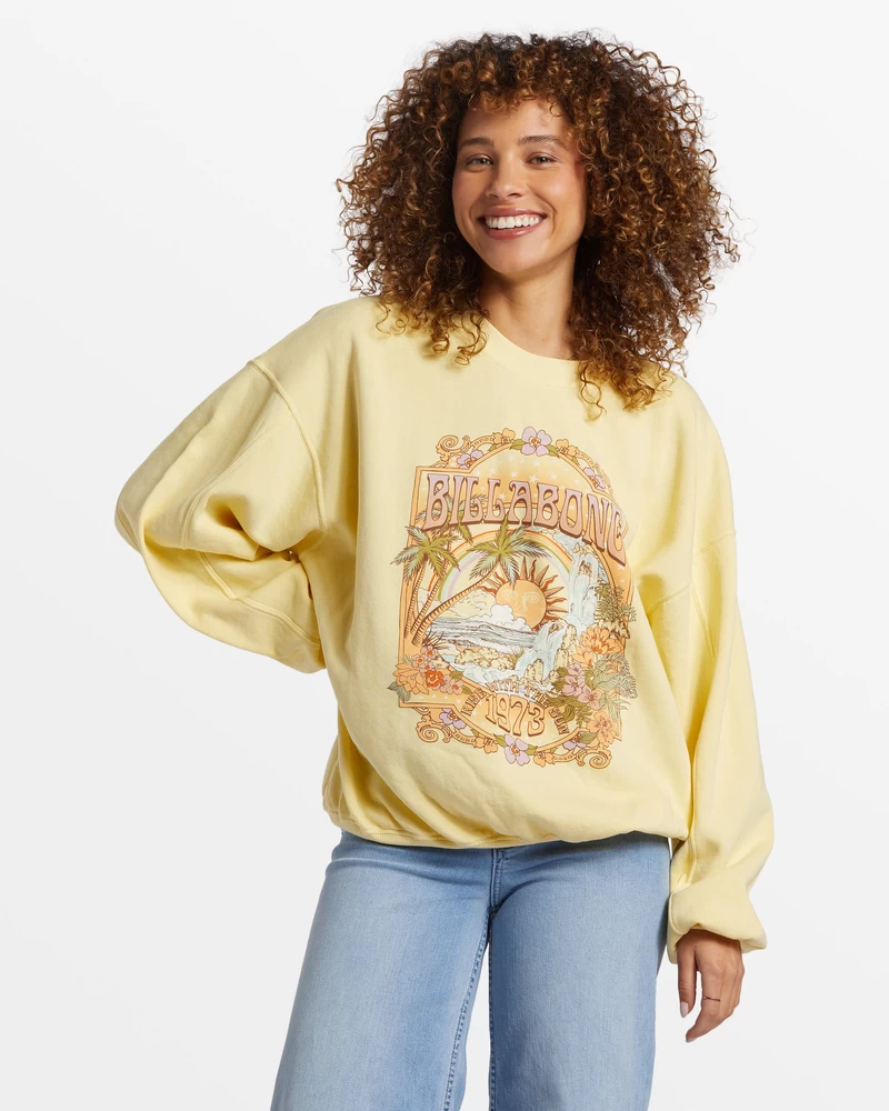 Billabong Aloha Kendal Crew Neck Sweatshirt - Mellow Yellow