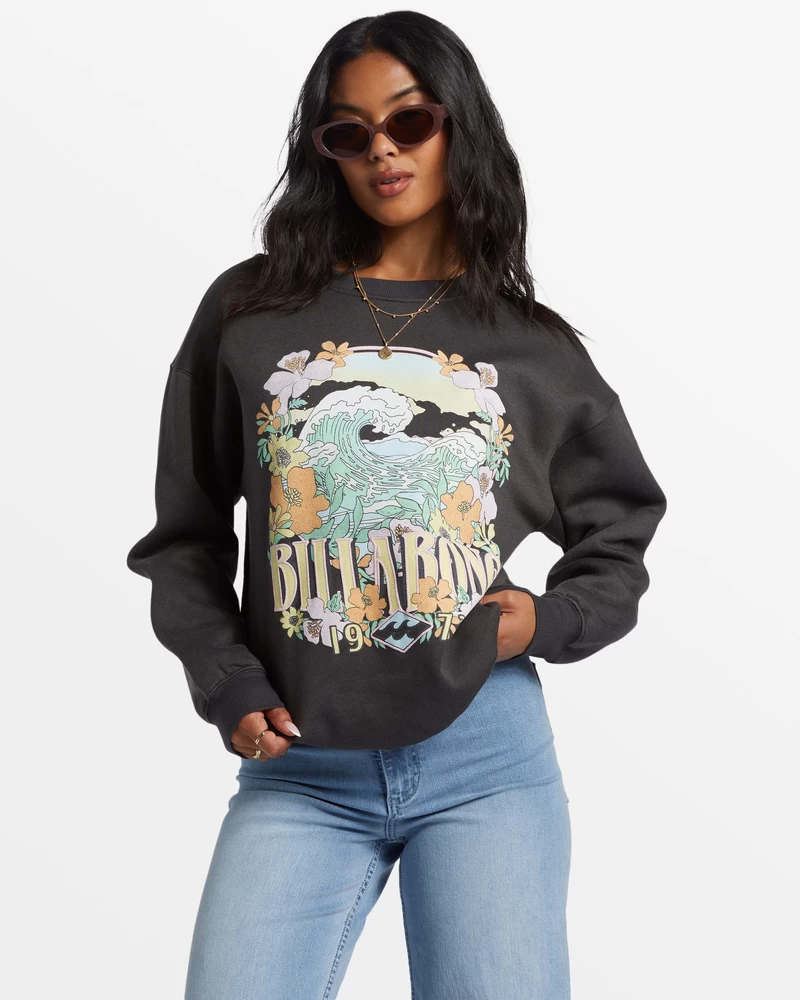 Billabong Waves Are Calling Crew Neck Sweatshirt - Off Black