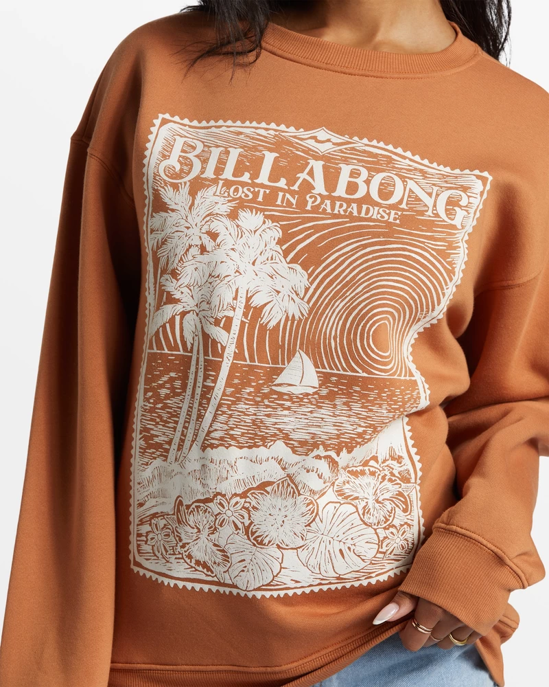 Billabong Paradise Is Here Crew Neck Sweatshirt - Toffee