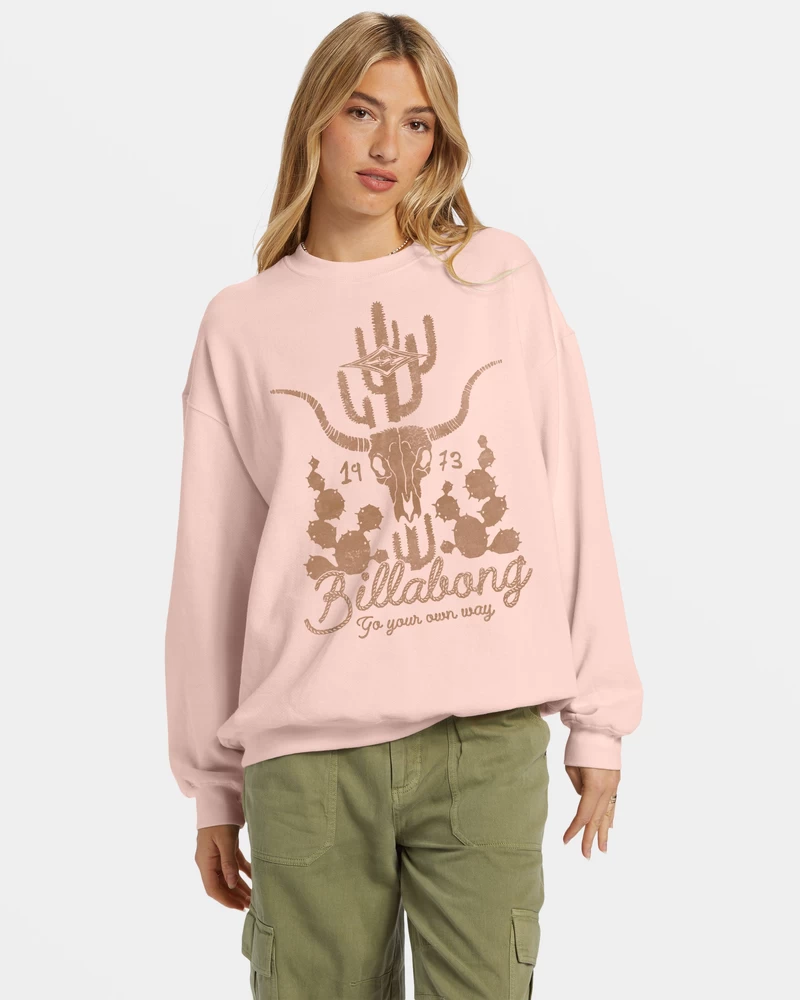 Billabong Ride In Oversized Crewneck Sweatshirt - Feelin Peachy