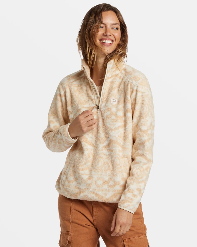 Billabong A/div Border Mock 3 Kaus Pullover Setengah Ritsleting - Pasir Basah