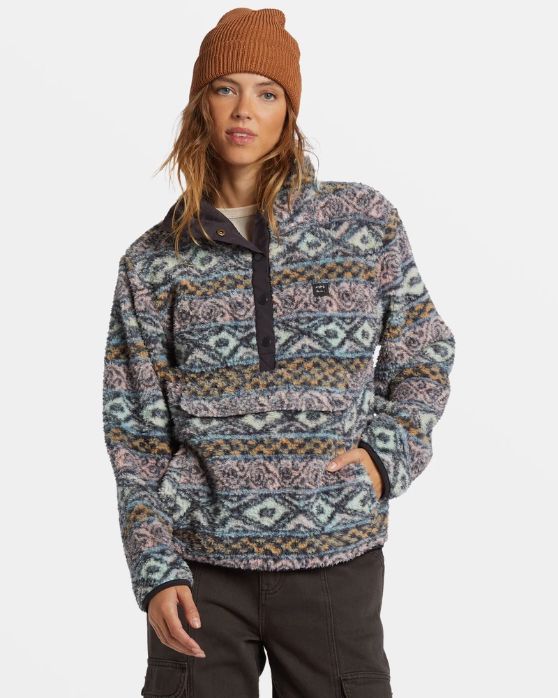 Billabong Switchback Mock Neck Fleece - Warna Peach Berdebu