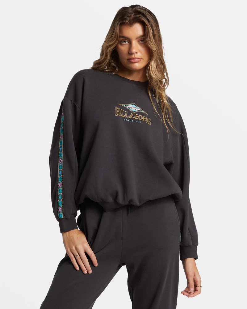 Billabong Swipe Right Kendal Crewneck Sweatshirt - Black Sands