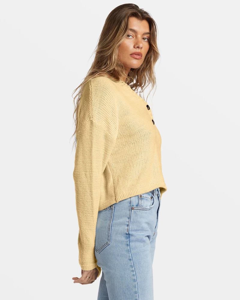 Billabong Shallow Waters Henley Sweater - Retro Yellow