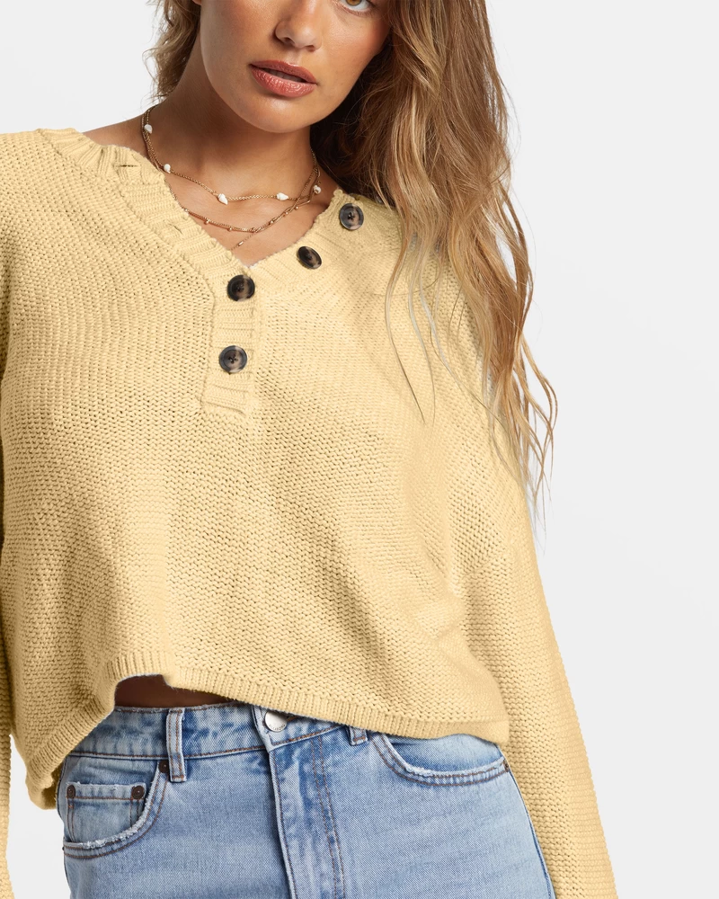Billabong Shallow Waters Henley Sweater - Retro Yellow