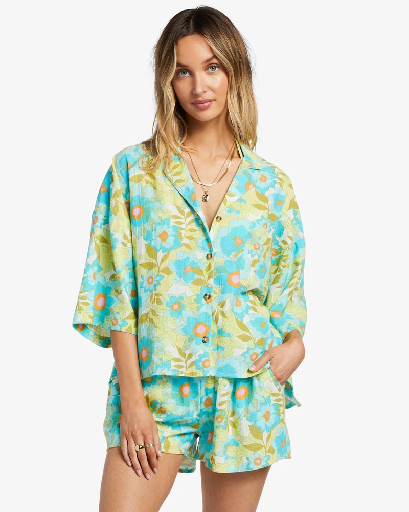 Billabong All Good Button-Down Top - Ocean Eyes
