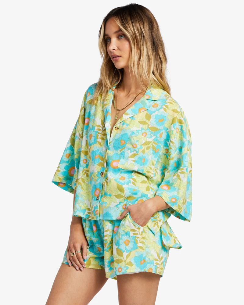 Billabong All Good Button-Down Top - Ocean Eyes