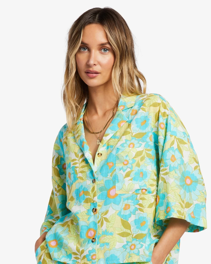 Billabong All Good Button-Down Top - Ocean Eyes