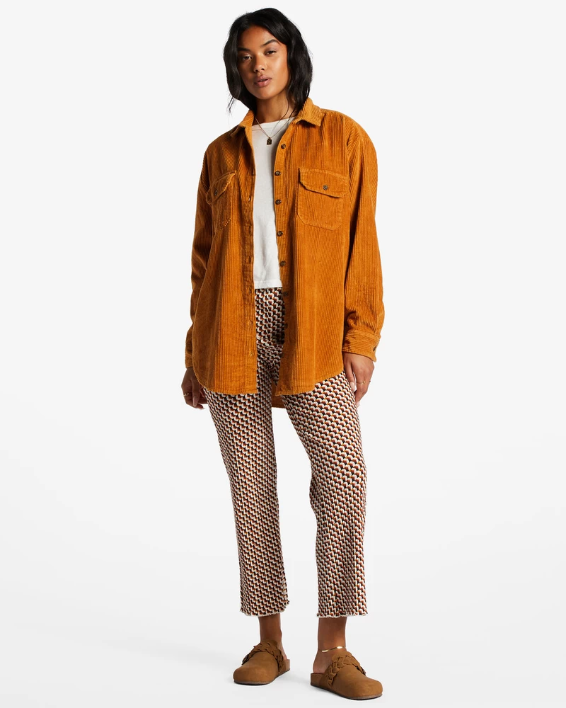 Billabong So Stoked Cord Long Sleeve Top - Cider