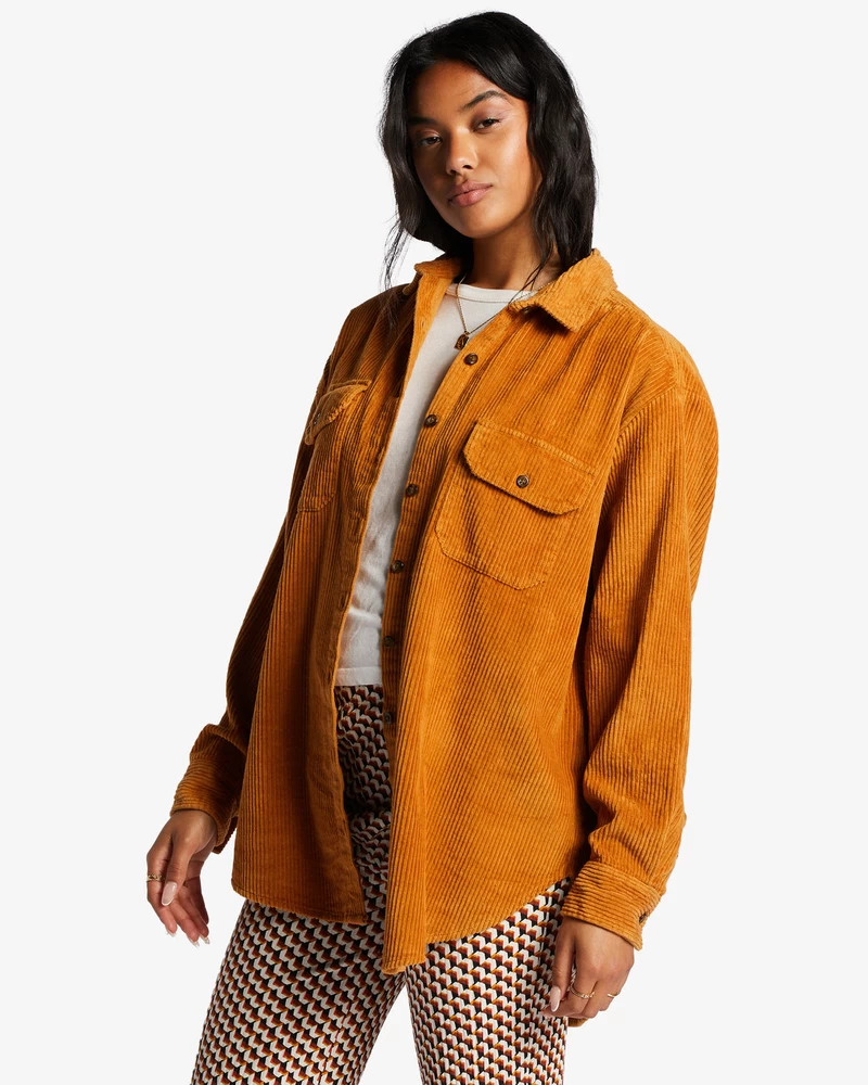 Billabong So Stoked Cord Long Sleeve Top - Cider