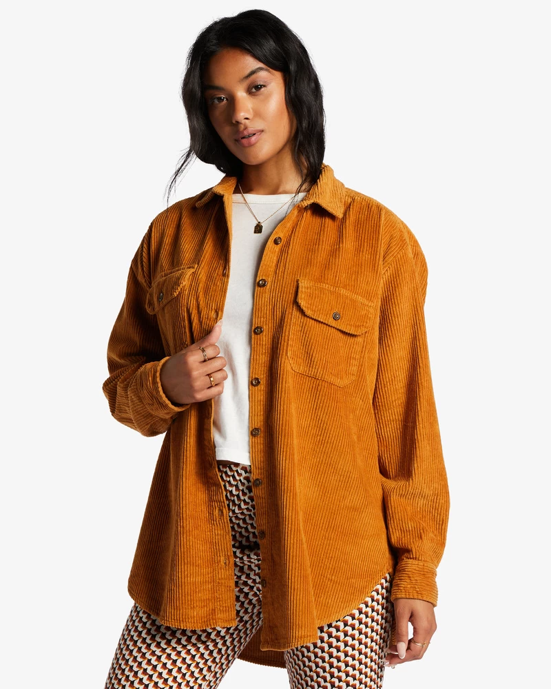 Billabong So Stoked Cord Long Sleeve Top - Cider