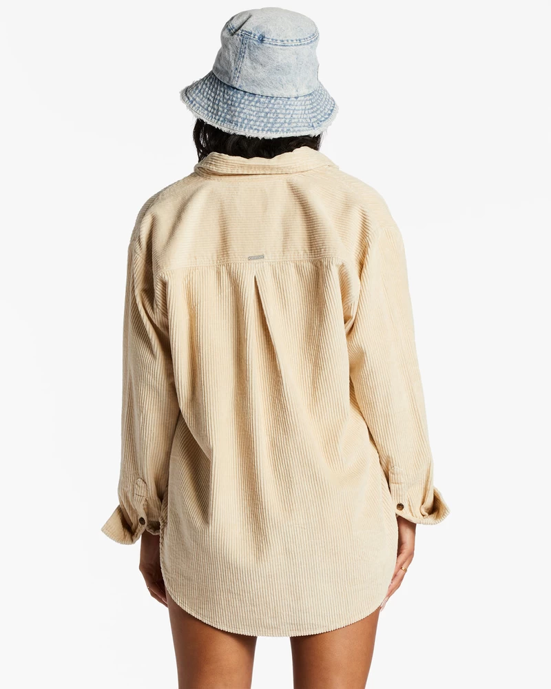 Billabong So Stoked Cord Long Sleeve Top - Antique White 2