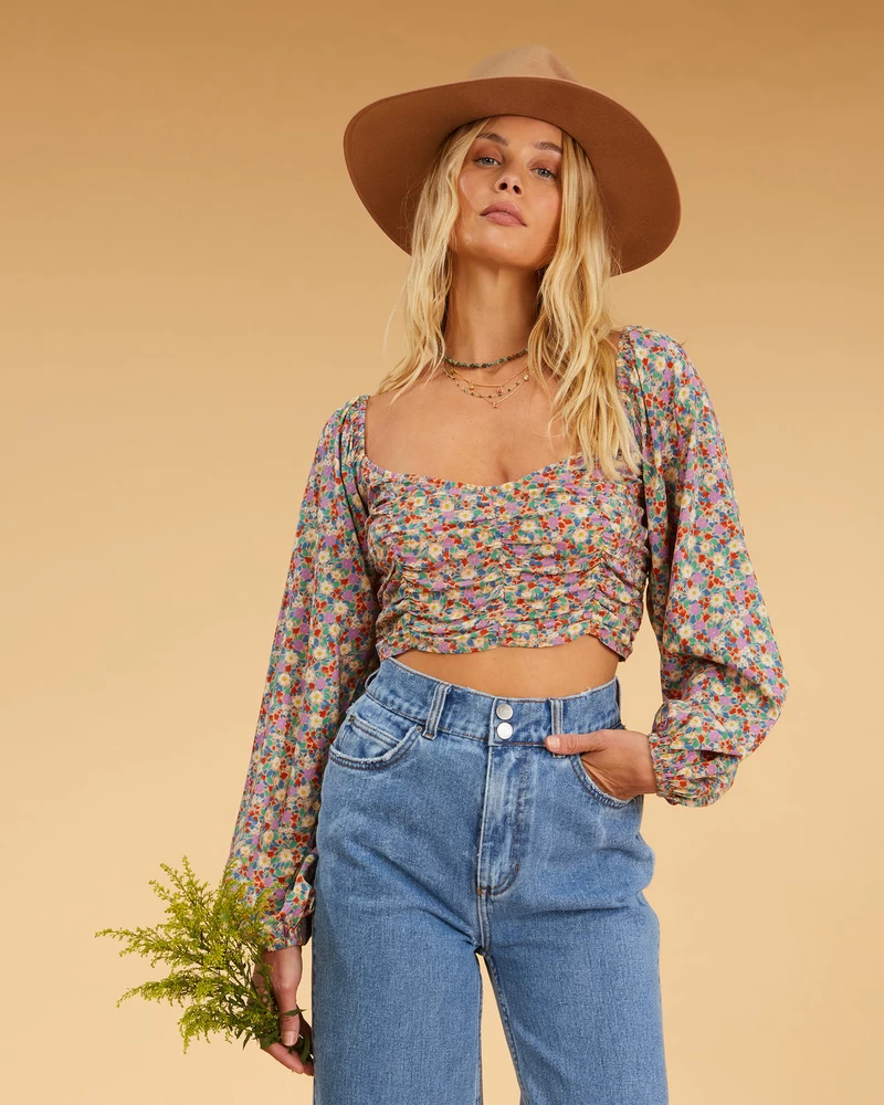 Billabong Salty Blonde Free Love Crop Top - Multi