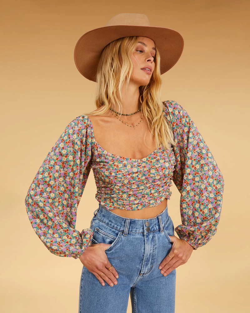Billabong Salty Blonde Free Love Crop Top - Multi