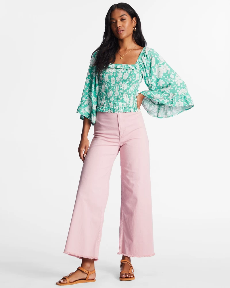 Billabong Be My Babe Bell Sleeve Top - Sweet Grass