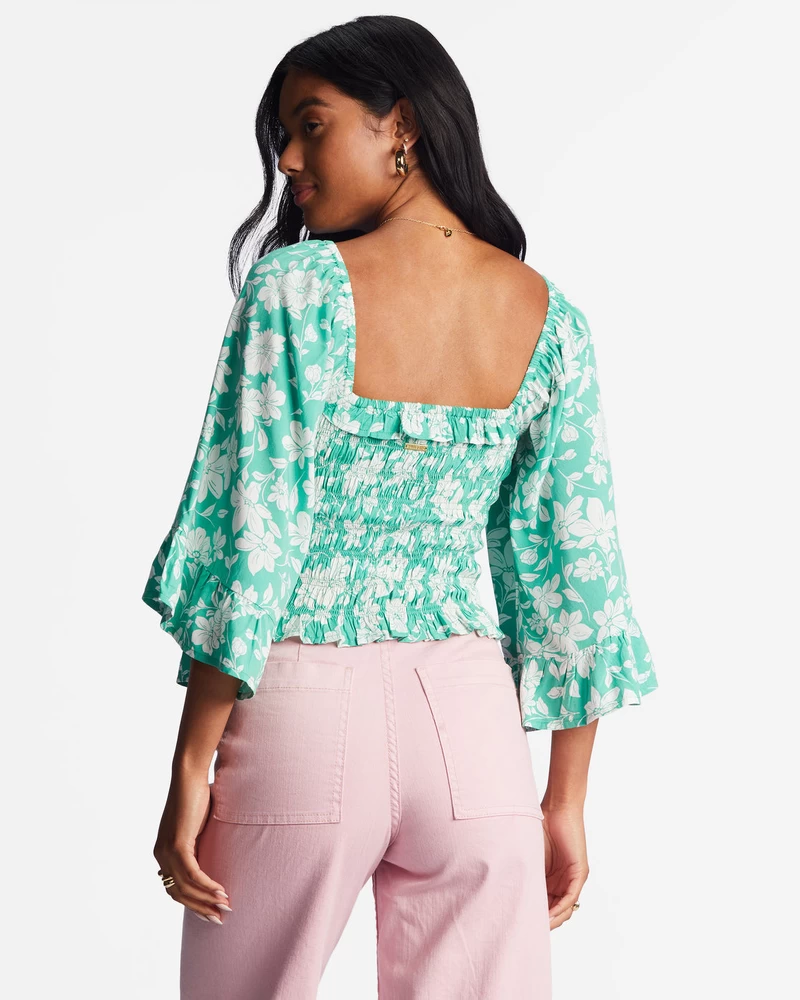 Billabong Be My Babe Bell Sleeve Top - Sweet Grass
