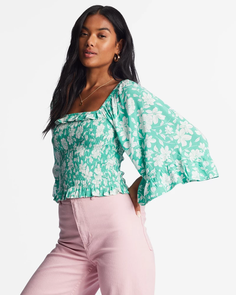 Billabong Be My Babe Bell Sleeve Top - Sweet Grass