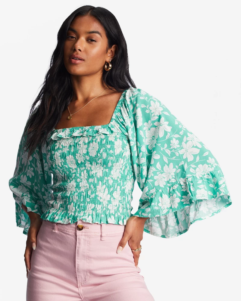 Billabong Be My Babe Bell Sleeve Top - Sweet Grass