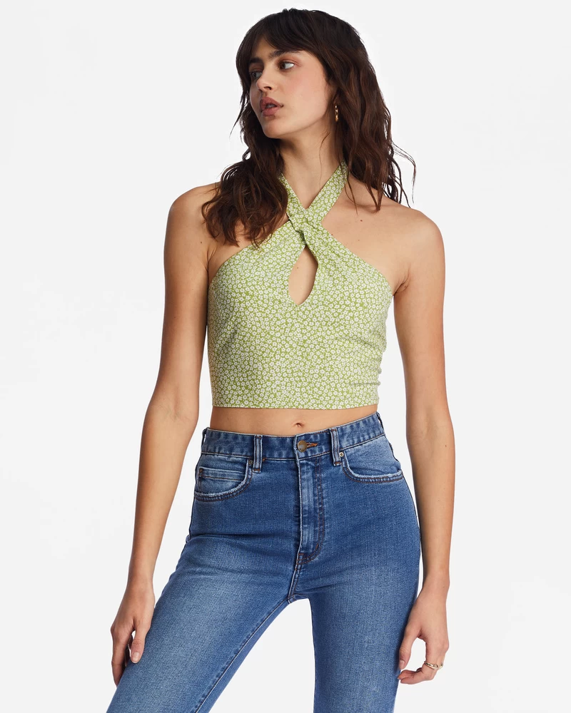 Billabong Crop Top S Retro Valovima - Livada S Mahovinom
