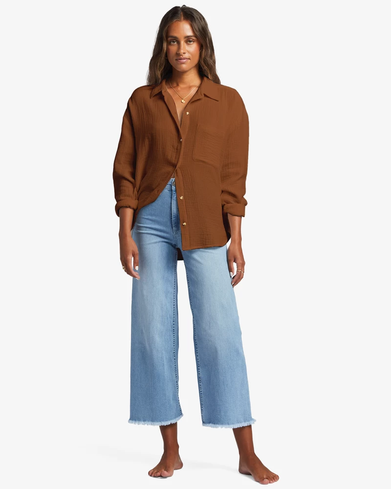 Billabong Right On Long Sleeve Shirt - Toasted Coconut