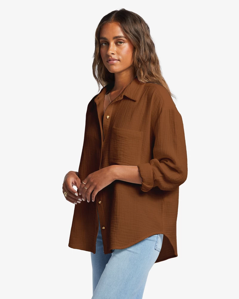 Billabong Right On Long Sleeve Shirt - Toasted Coconut