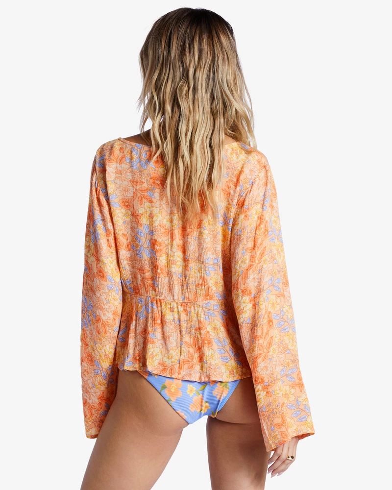 Billabong Forever Floral Long Sleeve Shirt - Light Melon