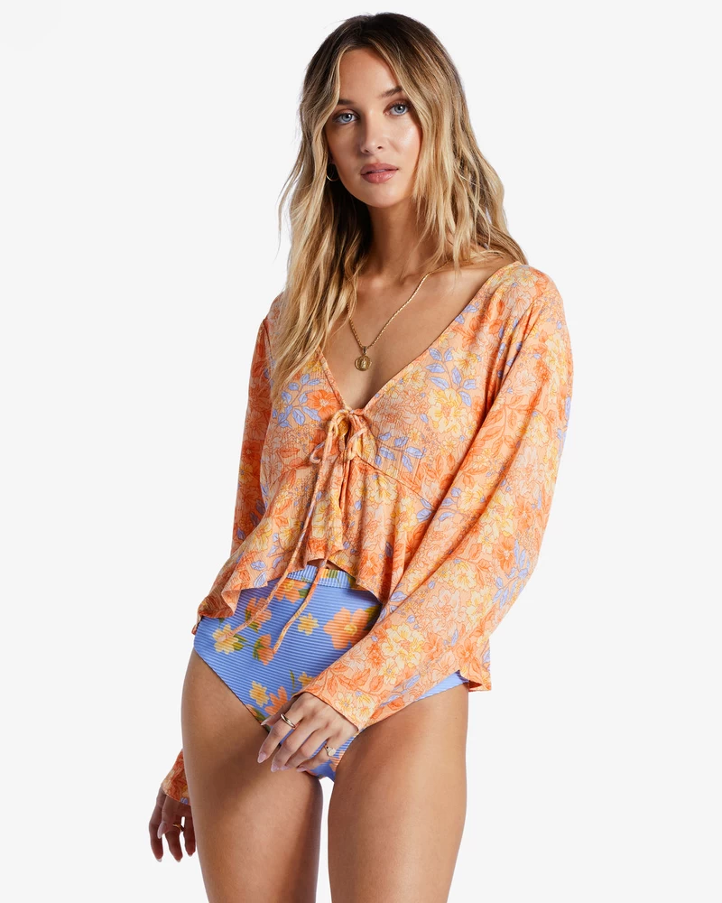 Billabong Forever Floral Long Sleeve Shirt - Light Melon