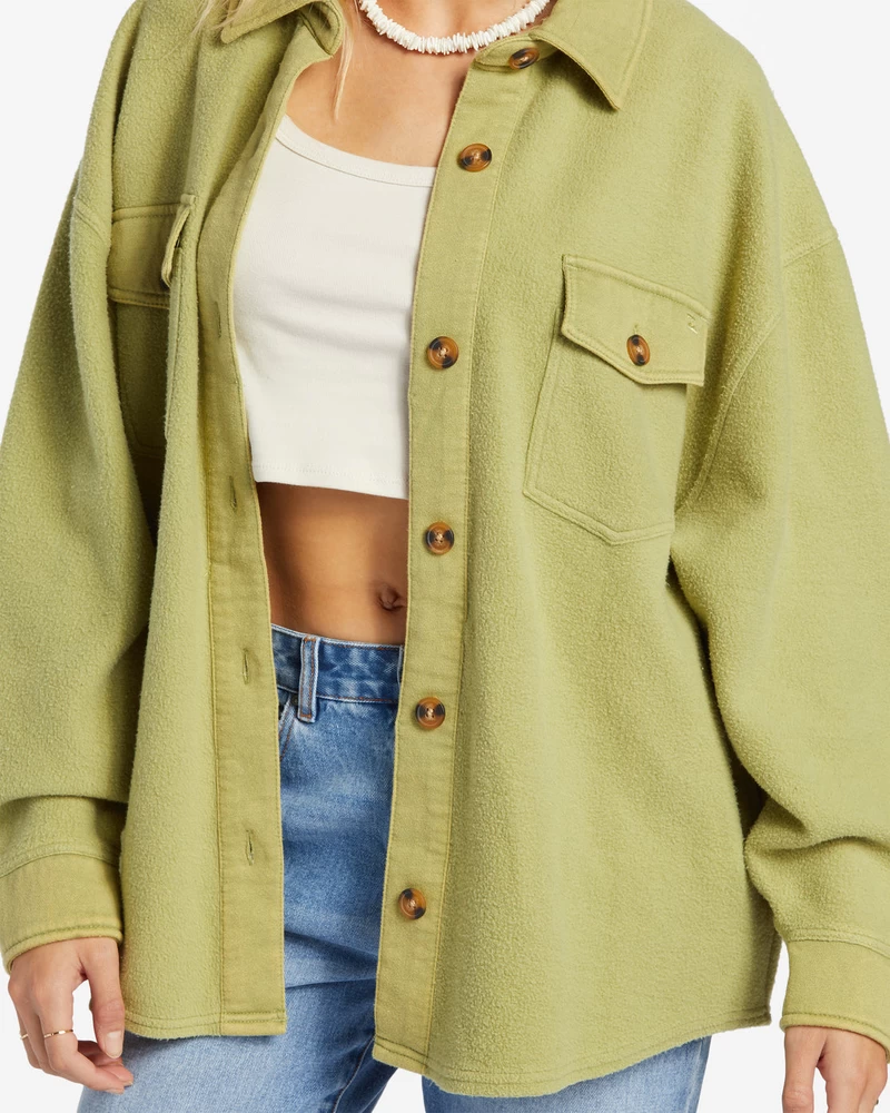 Billabong Anytime Shacket Oversized Button-Through Jacket - Avocado