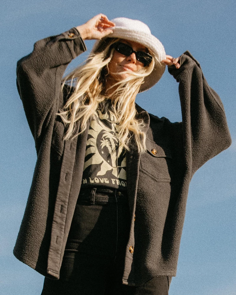 Billabong Anytime Shacket Lielizmēra Jaka Ar Pogām - Off Melna 1