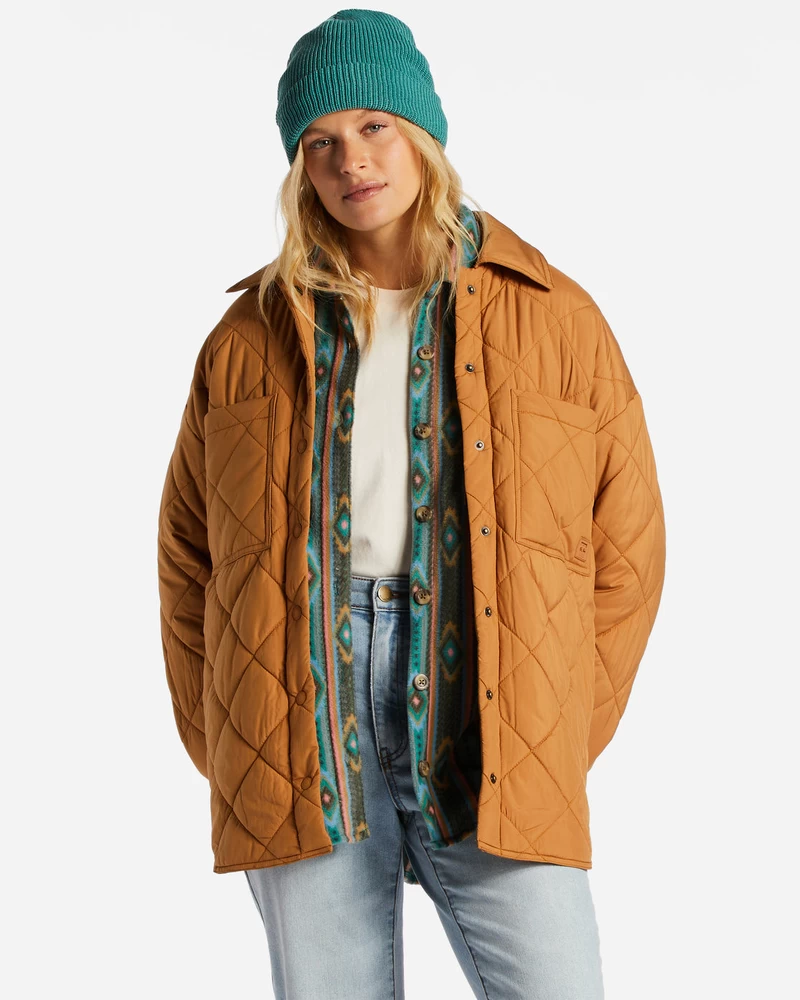 Billabong Transport Shacket Snap Front Overshirt - Caramel