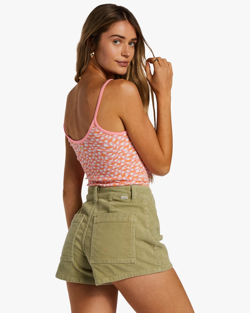 Billabong Little Sister Cami Rib Knit Top - Flamingo