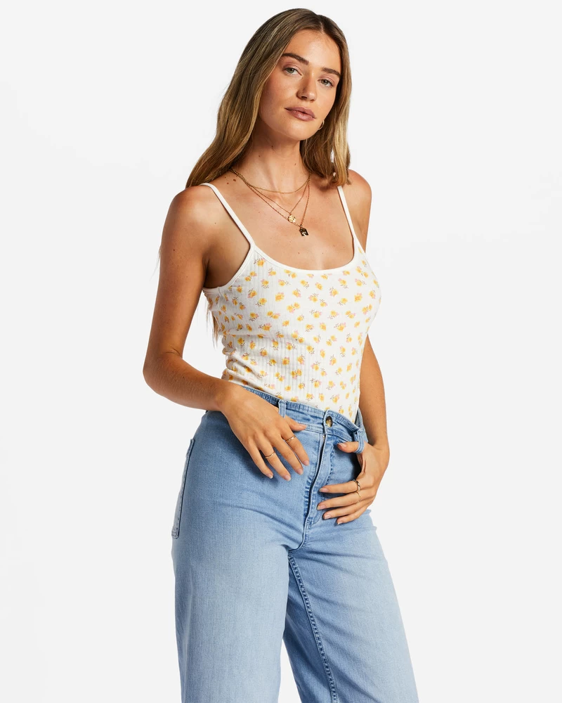 بلوزة بيلابونج ليتل سيستر كامي متماسكة مضلعة - كريستال ملحي