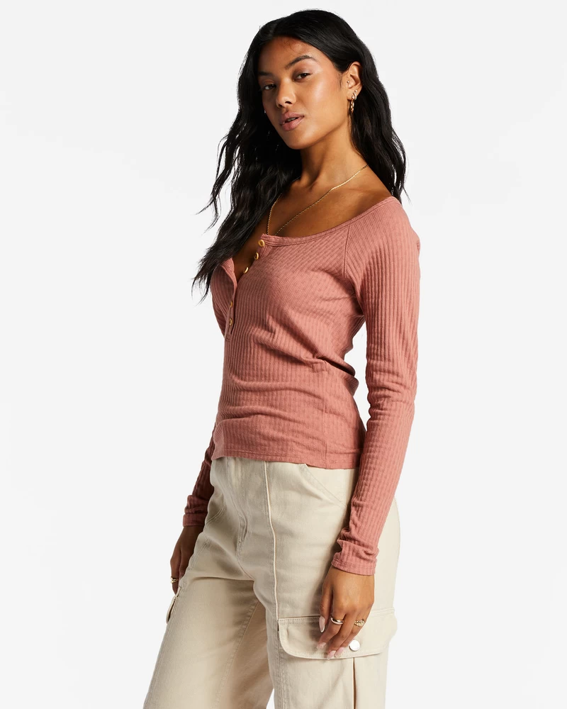 Billabong Call Me Rib Knit Top - Sweet Tea