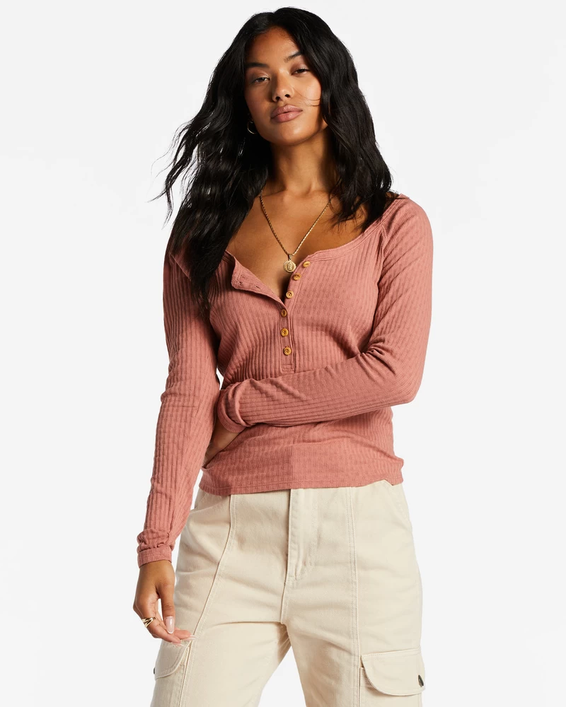 Billabong Call Me Rib Knit Top - Sweet Tea
