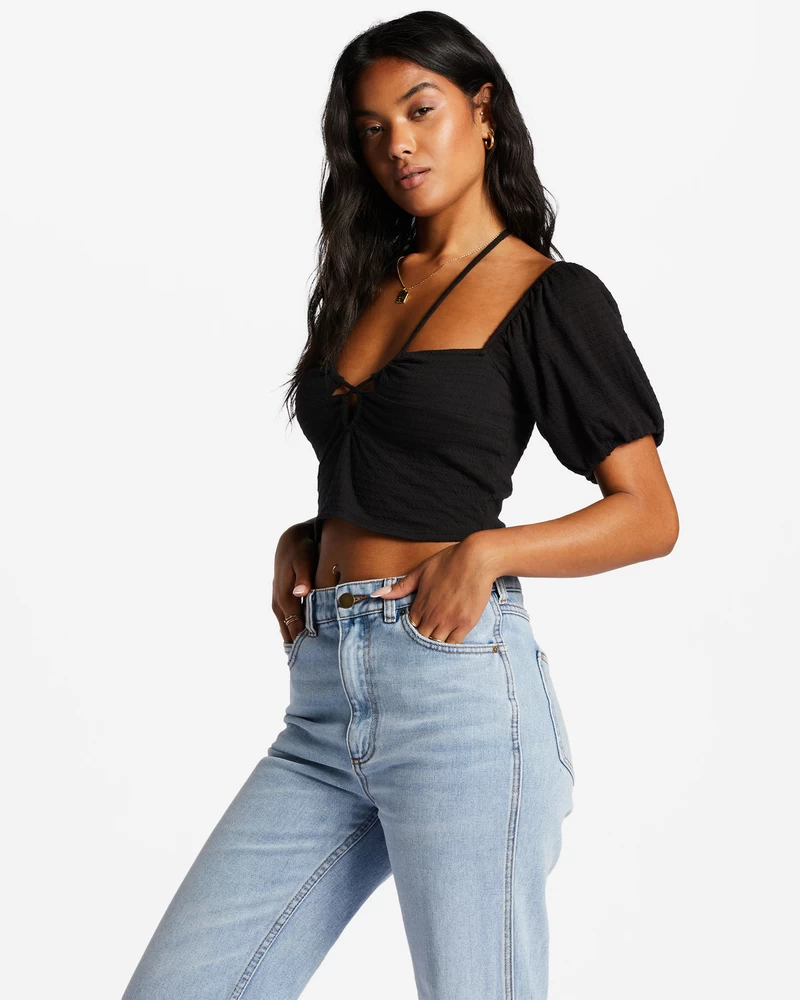 Billabong Love Again Halter Top - Black Pebble