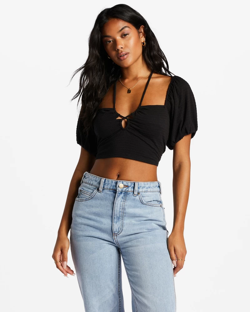Billabong Love Again Halter Top - Black Pebble