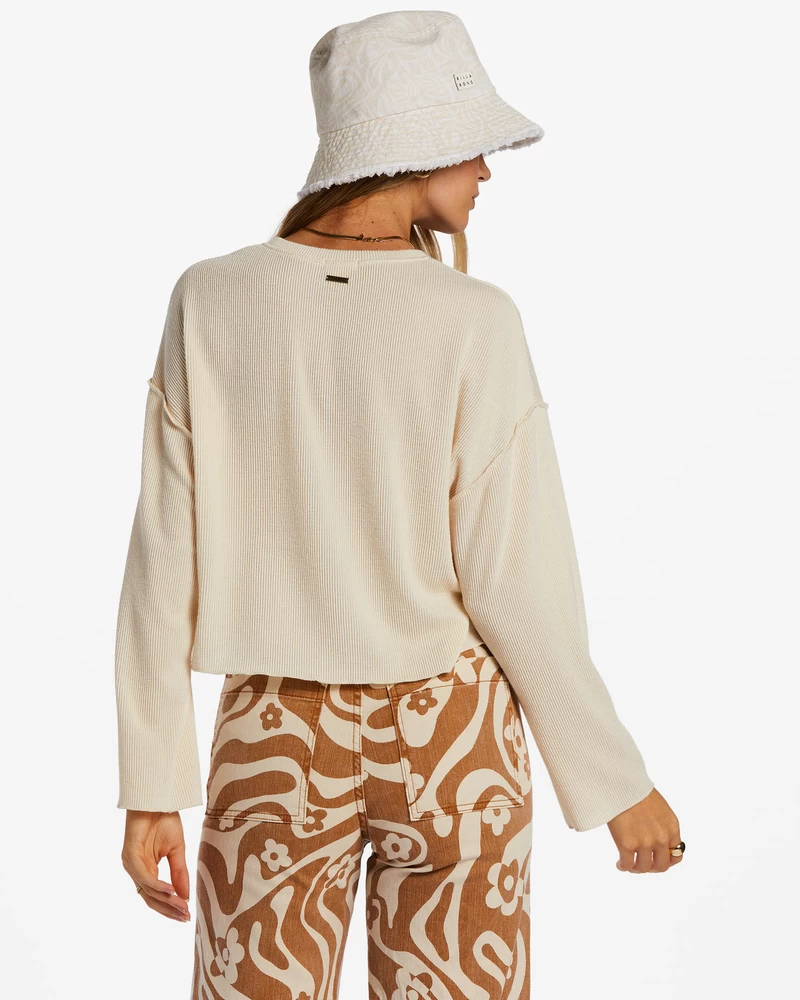 Billabong You Seam Happy Rib Knit Top - Antique White
