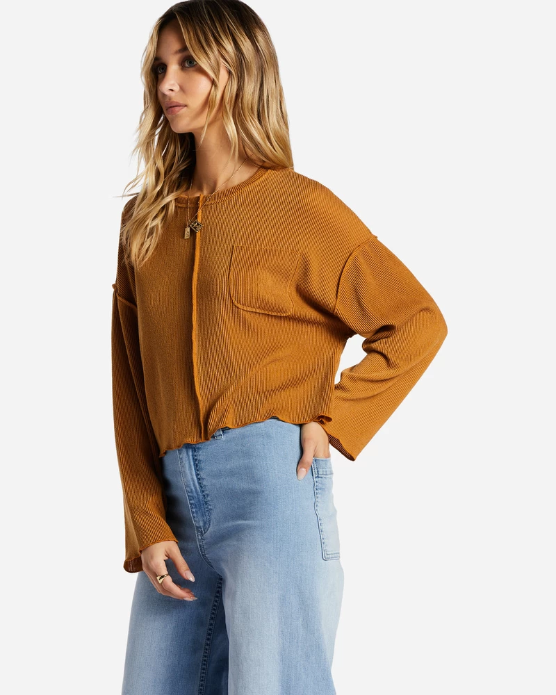 Billabong You Seam Happy Rib Knit Top - Cider